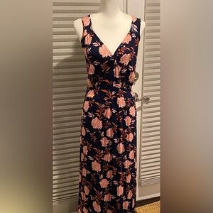 Market & Spruce Floral Sleeveless Maxi Dress in Navy and Coral